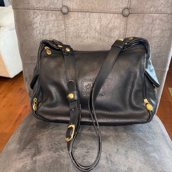 Valentina Black Pebbled Leather Made In Italy Shoulder Handbag - Picture 1 of 10